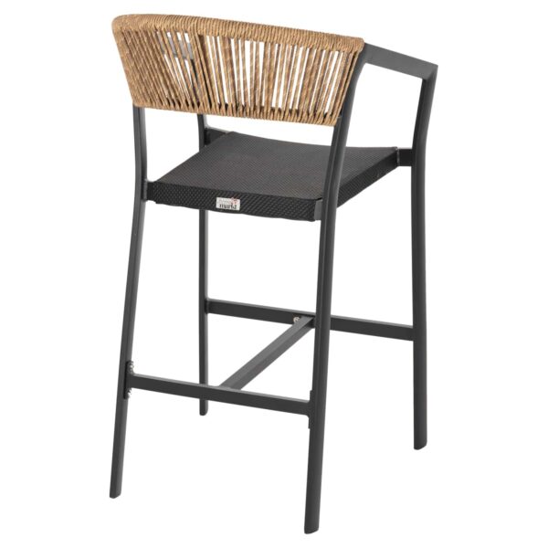 ΣΚΑΜΠΟ ΑΛΟΥΜΙΝΙΟΥ HM5892.15 ΜΕΣΑΙΟΥ ΥΨΟΥΣ RATTAN & TEXTLINE ΜΑΥΡΟ ΜΠΕΖ 55x56,5x99Υ - Image 5
