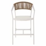 ΣΚΑΜΠΟ ΑΛΟΥΜΙΝΙΟΥ HM5892.12 ΜΕΣΑΙΟΥ ΥΨΟΥΣ RATTAN & TEXTLINE ΛΕΥΚΟ ΜΠΕΖ 55x56,5x99Y - Image 3