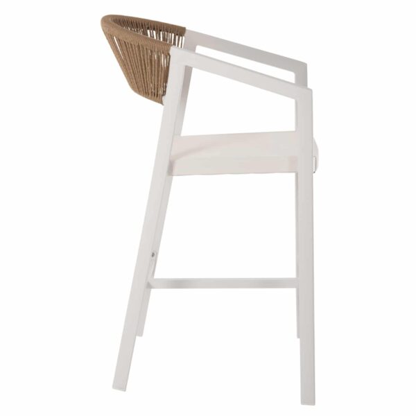 ΣΚΑΜΠΟ ΑΛΟΥΜΙΝΙΟΥ HM5892.12 ΜΕΣΑΙΟΥ ΥΨΟΥΣ RATTAN & TEXTLINE ΛΕΥΚΟ ΜΠΕΖ 55x56,5x99Y - Image 4