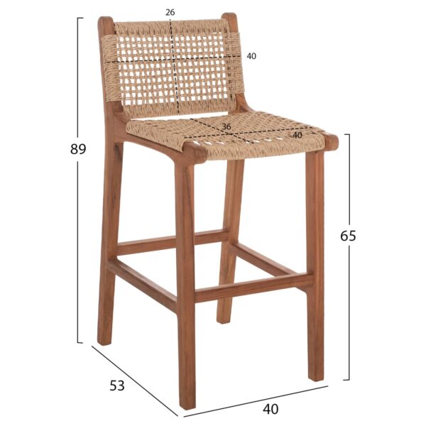 ΣΚΑΜΠΟ ΜΕ ΠΛΑΤΗ ΑΠΟ ΞΥΛΟ ΤΕΑΚ ΚΑΡΥΔΙ ΜΕ ΣΧΟΙΝΙ ΜΠΕΖ HM9381.01 40X53X89Υεκ. - Image 2