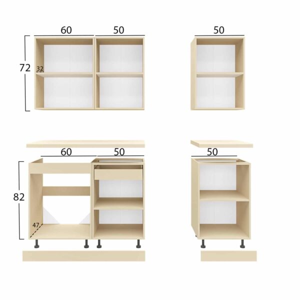 ΣΥΝΘΕΣΗ ΚΟΥΖΙΝΑΣ ΜΕΛΑΜΙΝΗ ΓΚΡΙ ΑΝΘΡΑΚΙ ΛΕΥΚΟ HPL 160x47x84,8Υεκ.HM2468.11 - Image 2
