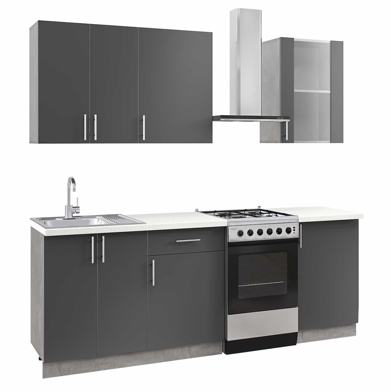 HM2468.11 ΣΥΝΘΕΣΗ ΚΟΥΖΙΝΑΣ ΜΕΛΑΜΙΝΗ ΓΚΡΙ ΑΝΘΡΑΚΙ ΛΕΥΚΟ HPL 160x47x84,8Υεκ.HM2468.11 - Image 1