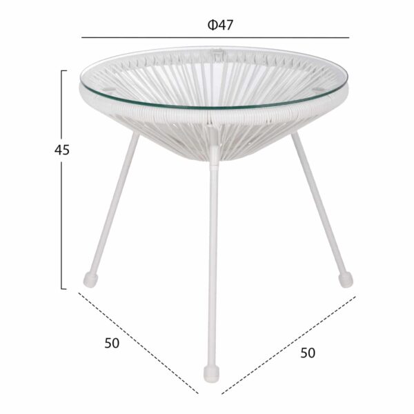 ΤΡΑΠΕΖΙ ΒΟΗΘΗΤΙΚΟ ALLEGRA ΕΠΑΓΓΕΛΜ. ΜΕΤΑΛΛΟ ΛΕΥΚΟ RATTAN ΛΕΥΚΟ HM5874.02 Φ47x45Yεκ. - Image 2