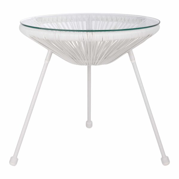 ΤΡΑΠΕΖΙ ΒΟΗΘΗΤΙΚΟ ALLEGRA ΕΠΑΓΓΕΛΜ. ΜΕΤΑΛΛΟ ΛΕΥΚΟ RATTAN ΛΕΥΚΟ HM5874.02 Φ47x45Yεκ. - Image 3