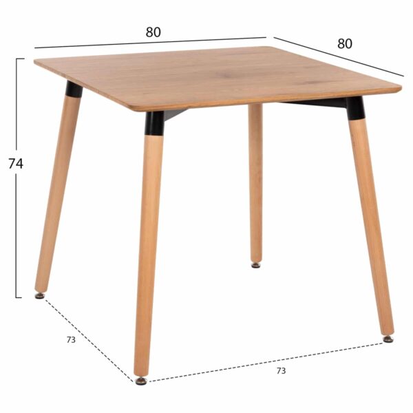 ΤΡΑΠΕΖΙ MINIMAL HM0057.04 ΣΕ ΦΥΣΙΚΟ ΧΡΩΜΑ MDF-ΠΟΔΙΑ ΟΞΙΑ ΦΥΣΙΚΟ ΧΡΩΜΑ 80Χ80Χ74Υεκ - Image 2