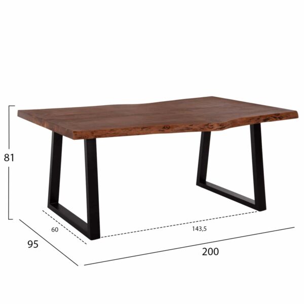 ΤΡΑΠΕΖΙ MONTANA HM8595.11 ΜΑΣΙΦ ΞΥΛΟ ΑΚΑΚΙΑΣ-ΠΑΧΟΣ ΕΠΙΦΑΝΕΙΑΣ 5,5εκ.- 200x95x81Υεκ. - Image 2