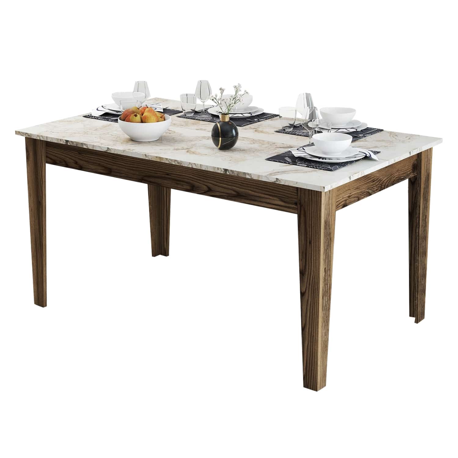 HM9507.03 ΤΡΑΠΕΖΙ STANDARD HM9507.03 ΜΕΛΑΜΙΝΗ ΚΑΡΥΔΙ-ΛΕΥΚΟ ΜΑΡΜΑΡΟ ΜΕ ΑΠΟΘ.ΧΩΡΟ 145x88x75Yεκ. - Image 1