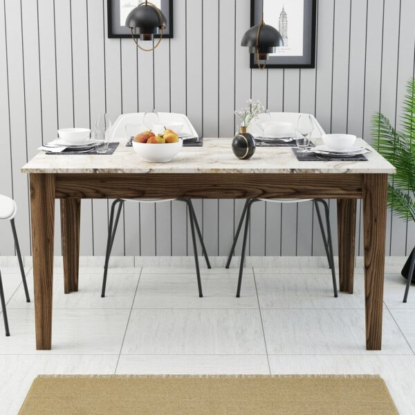 ΤΡΑΠΕΖΙ STANDARD HM9507.03 ΜΕΛΑΜΙΝΗ ΚΑΡΥΔΙ-ΛΕΥΚΟ ΜΑΡΜΑΡΟ ΜΕ ΑΠΟΘ.ΧΩΡΟ 145x88x75Yεκ. - Image 4