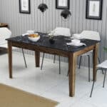 ΤΡΑΠΕΖΙ STANDARD HM9507.05 ΜΕΛΑΜΙΝΗ ΚΑΡΥΔΙ-ΜΑΥΡΟ ΜΑΡΜΑΡΟ ΜΕ ΑΠΟΘ.ΧΩΡΟ 145x88x75Yεκ. - Image 3