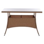 ΤΡΑΠΕΖΙ ΜΕΤΑΛΛΙΚΟ MILITARY RATTAN ΜΠΕΖ ΚΑΦΕ HM5141.32 120x70x75Υ εκ. - Image 3