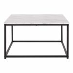 ΤΡΑΠΕΖΙ ΣΑΛΟΝΙΟΥ BRAYLEN HM8942.12 ΜΕΛΑΜΙΝΗ ΛΕΥΚΟ ΜΑΡΜΑΡΟ-ΜΑΥΡΗ ΒΑΣΗ 75x75x43Υεκ. - Image 3