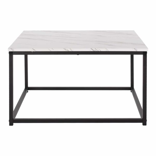 ΤΡΑΠΕΖΙ ΣΑΛΟΝΙΟΥ BRAYLEN HM8942.12 ΜΕΛΑΜΙΝΗ ΛΕΥΚΟ ΜΑΡΜΑΡΟ-ΜΑΥΡΗ ΒΑΣΗ 75x75x43Υεκ. - Image 3