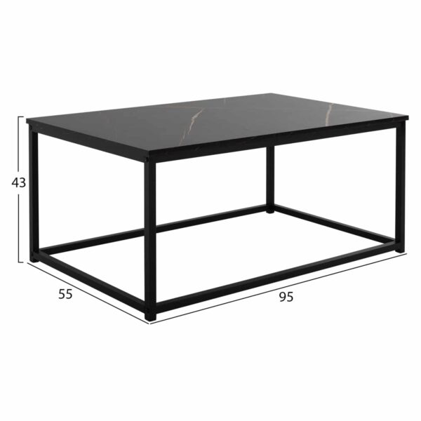 ΤΡΑΠΕΖΙ ΣΑΛΟΝΙΟΥ SAFFRON HM8975.13 ΜΕΛΑΜΙΝΗ ΜΑΥΡΟ ΜΑΡΜΑΡΟ 95Χ55Χ43Yεκ. - Image 2