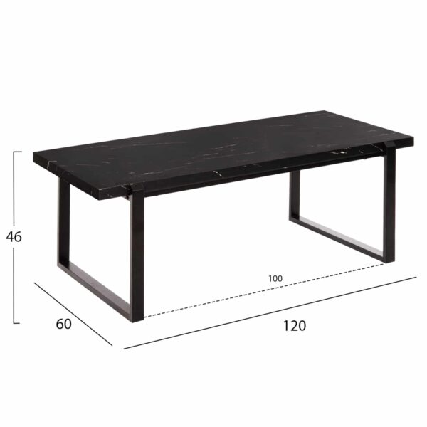 ΤΡΑΠΕΖΙ ΣΑΛΟΝΙΟΥ SHABEN HM9585.01 MDF ΜΑΥΡΟ ΜΑΡΜΑΡΟ-ΜΑΥΡΗ ΜΕΤΑΛΛΙΚΗ ΒΑΣΗ 120x60X46Yεκ. - Image 2