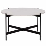 ΤΡΑΠΕΖΙ ΣΑΛΟΝΙΟΥ HM9588.05 MDF ΛΕΥΚΟ ΜΑΡΜΑΡΟ-ΜΑΥΡΗ ΜΕΤΑΛΛΙΚΗ ΒΑΣΗ Φ80x45Υεκ. - Image 3