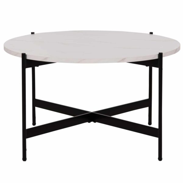 ΤΡΑΠΕΖΙ ΣΑΛΟΝΙΟΥ HM9588.05 MDF ΛΕΥΚΟ ΜΑΡΜΑΡΟ-ΜΑΥΡΗ ΜΕΤΑΛΛΙΚΗ ΒΑΣΗ Φ80x45Υεκ. - Image 3