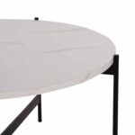 ΤΡΑΠΕΖΙ ΣΑΛΟΝΙΟΥ HM9588.05 MDF ΛΕΥΚΟ ΜΑΡΜΑΡΟ-ΜΑΥΡΗ ΜΕΤΑΛΛΙΚΗ ΒΑΣΗ Φ80x45Υεκ. - Image 6