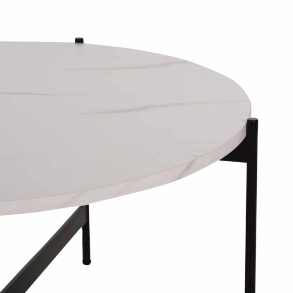 ΤΡΑΠΕΖΙ ΣΑΛΟΝΙΟΥ HM9588.05 MDF ΛΕΥΚΟ ΜΑΡΜΑΡΟ-ΜΑΥΡΗ ΜΕΤΑΛΛΙΚΗ ΒΑΣΗ Φ80x45Υεκ. - Image 6