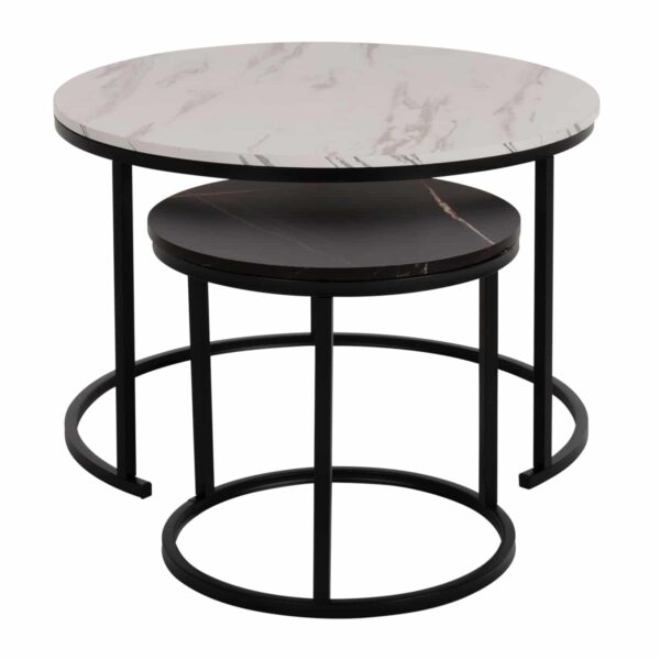 ΤΡΑΠΕΖΙ ΣΑΛΟΝΙΟΥ ΣΕΤ 2ΤΜΧ MDF ΕΦΕ ΜΑΡΜΑΡΟ ΜΙΧ ΜΕ ΜΑΥΡΑ ΠΟΔΙΑ Φ80κΦ48εκ.HM8763.14 - Image 6