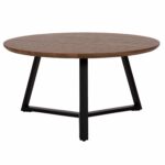 ΤΡΑΠΕΖΙ ΣΑΛΟΝΙΟΥ ΣΤΡΟΓΓΥΛΟ ROCKET HM9586.04 MDF WALNUT-ΜΑΥΡΗ ΣΑΓΡΕ ΒΑΣΗ Φ80x42Υεκ. - Image 3