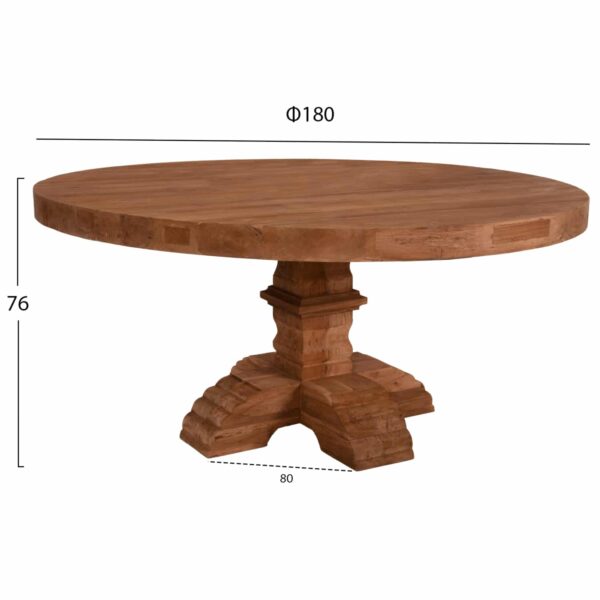 ΤΡΑΠΕΖΙ ΣΤΡΟΓΓΥΛΟ PROVENCE HM9642 ΑΝΑΚΥΚΛ. ΤΕΑΚ ΞΥΛΟ-8εκ ΕΠΙΦΑΝΕΙΑ Φ180x76Υεκ. - Image 2