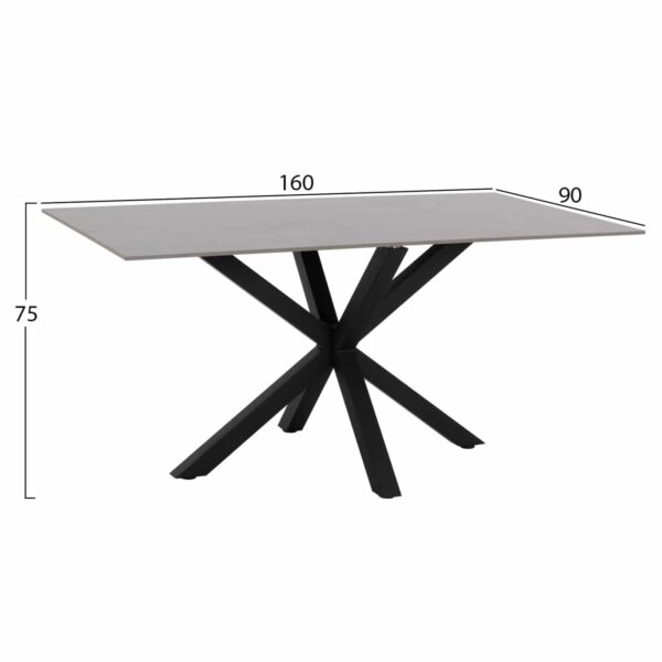ΤΡΑΠΕΖΙ ΤΡΑΠΕΖΑΡΙΑΣ SYNTEC HM9308.03 SINTERED STONE ΓΚΡΙ ΜΕΤΑΛΛΙΚΑ ΠΟΔΙΑ 160x90x75Υεκ. - Image 2