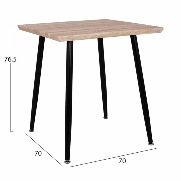 ΤΡΑΠΕΖΙ ΤΡΑΠΕΖΑΡΙΑΣ PALOMA HM8335.01, 70Χ70X76.5, SONOMA, ΜΑΥΡΑ ΠΟΔΙΑ - Image 2