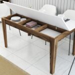 ΤΡΑΠΕΖΙ ΤΡΑΠΕΖΑΡΙΑΣ STANDARD HM9507.02 ΜΕΛΑΜΙΝΗ ΚΑΡΥΔΙ-ΛΕΥΚΟ ΜΕ ΑΠΟΘ.ΧΩΡΟ 145x88x75Yεκ. - Image 6