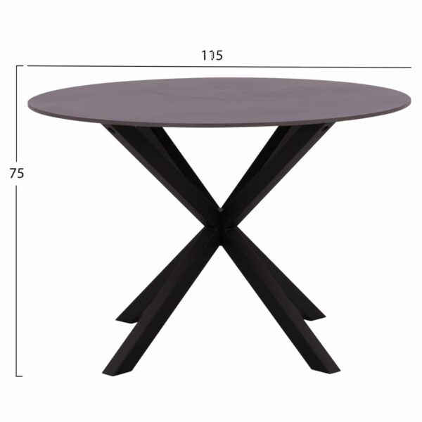 ΤΡΑΠΕΖΙ ΤΡΑΠΕΖΑΡΙΑΣ ΣΤΡΟΓΓΥΛΟ SYNTEC HM9309.01 SINTERED STONE ΜΑΥΡΟ ΜΕΤΑΛΛΙΚΑ ΠΟΔΙΑ Φ115x75Y εκ. - Image 2