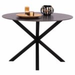 ΤΡΑΠΕΖΙ ΤΡΑΠΕΖΑΡΙΑΣ ΣΤΡΟΓΓΥΛΟ SYNTEC HM9309.01 SINTERED STONE ΜΑΥΡΟ ΜΕΤΑΛΛΙΚΑ ΠΟΔΙΑ Φ115x75Y εκ. - Image 3