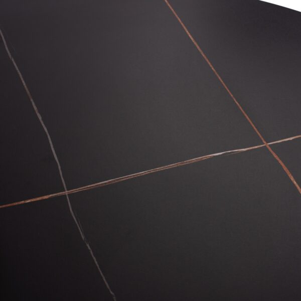 ΤΡΑΠΕΖΙ ΤΡΑΠΕΖΑΡΙΑΣ ΣΤΡΟΓΓΥΛΟ SYNTEC HM9309.01 SINTERED STONE ΜΑΥΡΟ ΜΕΤΑΛΛΙΚΑ ΠΟΔΙΑ Φ115x75Y εκ. - Image 6