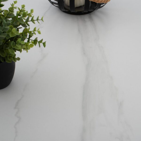 ΤΡΑΠΕΖΙ ΤΡΑΠΕΖΑΡΙΑΣ ΣΤΡΟΓΓΥΛΟ SYNTEC HM9309.02 SINTERED STONE ΛΕΥΚΟ ΜΕΤΑΛ.ΠΟΔΙΑ Φ115x75Y εκ. - Image 4