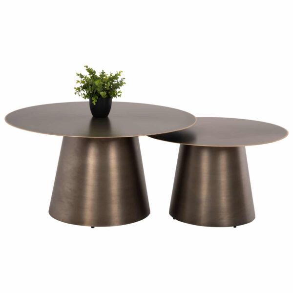 ΤΡΑΠΕΖIA ΣΑΛΟΝΙΟΥ 2ΤΜΧ NICKELY HM9667 ΜΕΤΑΛΛΟ ΣΕ ΑΣΗΜΙ ΜΑΤ Φ80x41Υ & Φ60x36Υ εκ. - Image 3