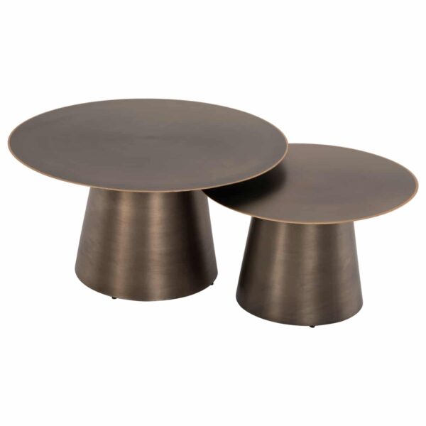 ΤΡΑΠΕΖIA ΣΑΛΟΝΙΟΥ 2ΤΜΧ NICKELY HM9667 ΜΕΤΑΛΛΟ ΣΕ ΑΣΗΜΙ ΜΑΤ Φ80x41Υ & Φ60x36Υ εκ. - Image 4