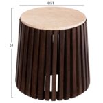 ΒΟΗΘΗΤΙΚΟ ΤΡΑΠΕΖΙ KREST HM9711 ΜΑΣΙΦ ΞΥΛΟ ΑΚΑΚΙΑΣ ΣΕ ΚΑΦΕ-ΤΡΑΒΕΡΤΙΝA Φ50x50Υεκ. - Image 2