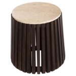 ΒΟΗΘΗΤΙΚΟ ΤΡΑΠΕΖΙ KREST HM9711 ΜΑΣΙΦ ΞΥΛΟ ΑΚΑΚΙΑΣ ΣΕ ΚΑΦΕ-ΤΡΑΒΕΡΤΙΝA Φ50x50Υεκ. - Image 3