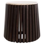 ΒΟΗΘΗΤΙΚΟ ΤΡΑΠΕΖΙ KREST HM9711 ΜΑΣΙΦ ΞΥΛΟ ΑΚΑΚΙΑΣ ΣΕ ΚΑΦΕ-ΤΡΑΒΕΡΤΙΝA Φ50x50Υεκ. - Image 4