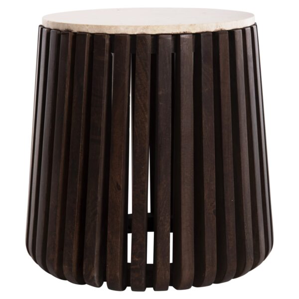 ΒΟΗΘΗΤΙΚΟ ΤΡΑΠΕΖΙ KREST HM9711 ΜΑΣΙΦ ΞΥΛΟ ΑΚΑΚΙΑΣ ΣΕ ΚΑΦΕ-ΤΡΑΒΕΡΤΙΝA Φ50x50Υεκ. - Image 4