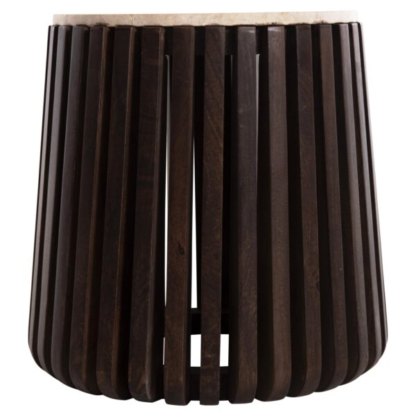 ΒΟΗΘΗΤΙΚΟ ΤΡΑΠΕΖΙ KREST HM9711 ΜΑΣΙΦ ΞΥΛΟ ΑΚΑΚΙΑΣ ΣΕ ΚΑΦΕ-ΤΡΑΒΕΡΤΙΝA Φ50x50Υεκ. - Image 5