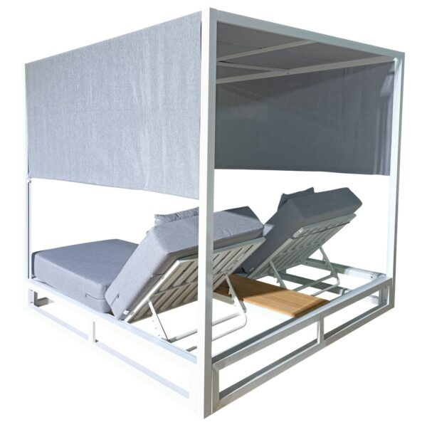 ΔΙΠΛΗ ΞΑΠΛΩΣΤΡΑ ΑΛΟΥΜΙΝΙΟΥ ΠΑΡΑΛΙΑΣ ΜΕ ΣΚΙΑΣΤΡΟ ΚΥΒΟΣ GALLANT HM6097.02 ΛΕΥΚΟ 2x2x2μ - Image 4