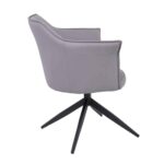 EVELYN Πολυθρόνα Περιστρεφόμενη, Μέταλλο Βαφή Μαύρο, Pu Γκρι 64x63x80cm - Image 3