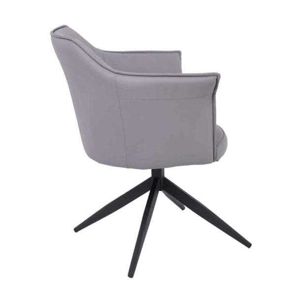 EVELYN Πολυθρόνα Περιστρεφόμενη, Μέταλλο Βαφή Μαύρο, Pu Γκρι 64x63x80cm - Image 3