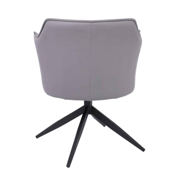 EVELYN Πολυθρόνα Περιστρεφόμενη, Μέταλλο Βαφή Μαύρο, Pu Γκρι 64x63x80cm - Image 4