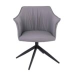 EVELYN Πολυθρόνα Περιστρεφόμενη, Μέταλλο Βαφή Μαύρο, Pu Γκρι 64x63x80cm - Image 5