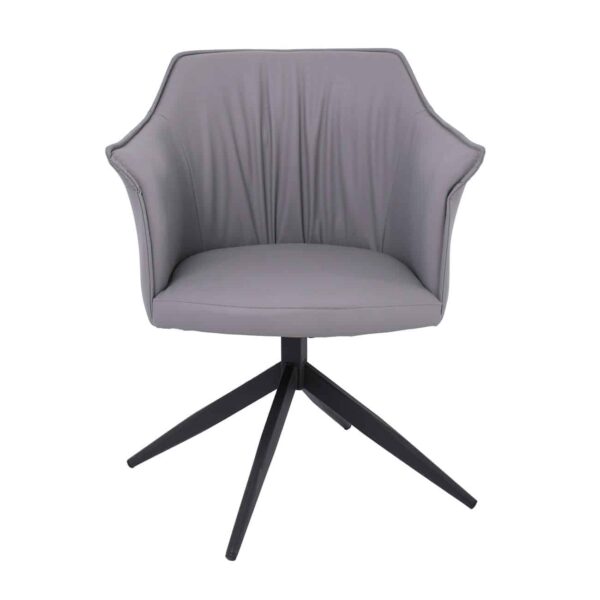 EVELYN Πολυθρόνα Περιστρεφόμενη, Μέταλλο Βαφή Μαύρο, Pu Γκρι 64x63x80cm - Image 5