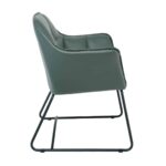 POLLY Πολυθρόνα Μέταλλο Βαφή Μαύρο, Ύφασμα Suede Olive Green 67x64x82cm - Image 3