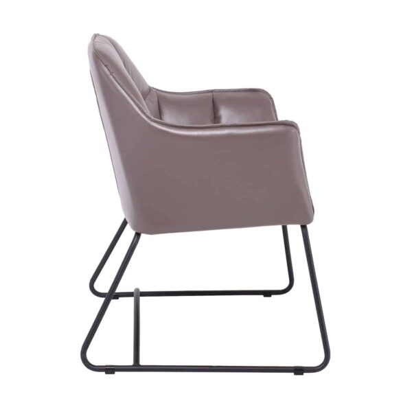 POLLY Πολυθρόνα Μέταλλο Βαφή Μαύρο, Ύφασμα Suede Cappuccino 67x64x82cm - Image 3