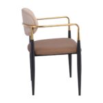 OLIVE Πολυθρόνα Μέταλλο Βαφή Μαύρο-Gold, Pu Μπεζ-Cappuccino 53x53x80cm - Image 3