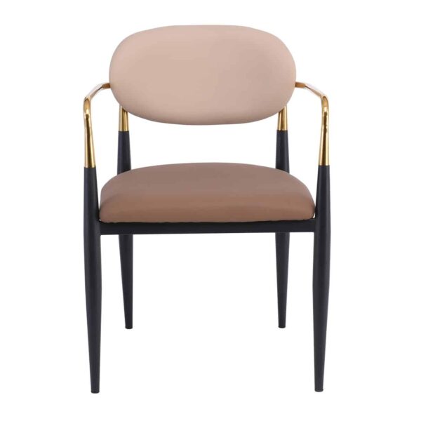 OLIVE Πολυθρόνα Μέταλλο Βαφή Μαύρο-Gold, Pu Μπεζ-Cappuccino 53x53x80cm - Image 5