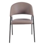 DELI Πολυθρόνα Μέταλλο Βαφή Μαύρο, Pu Cappuccino 52x62x83cm - Image 4